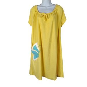 Coco Bay Miami Vintage Yellow Terry Cloth Butterfly Pocket Cover Up Dress Large